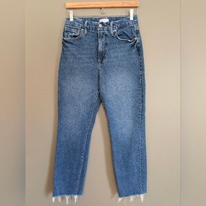 Good American Good Classic High Rise Raw Hem Jeans Size 6